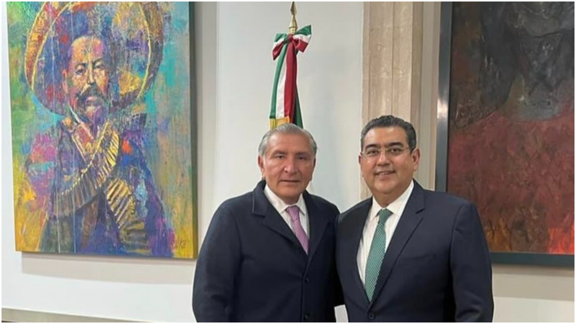 Adán Augusto se reunió con Sergio Salomón, nuevo gobernador de Puebla, y ratificó compromiso con la entidad