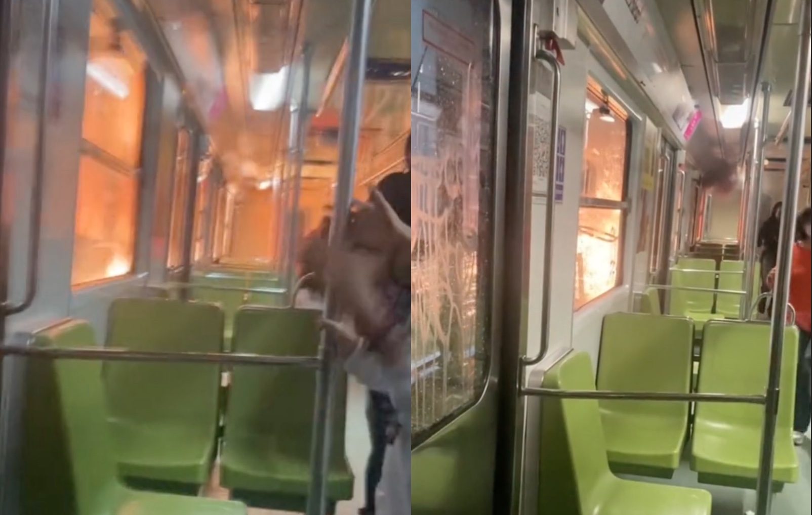 Revelaron nuevo video al interior del vagón del metro que se estaba incendiando en la Línea 9 (Foto: TikTok/lorecsstln)