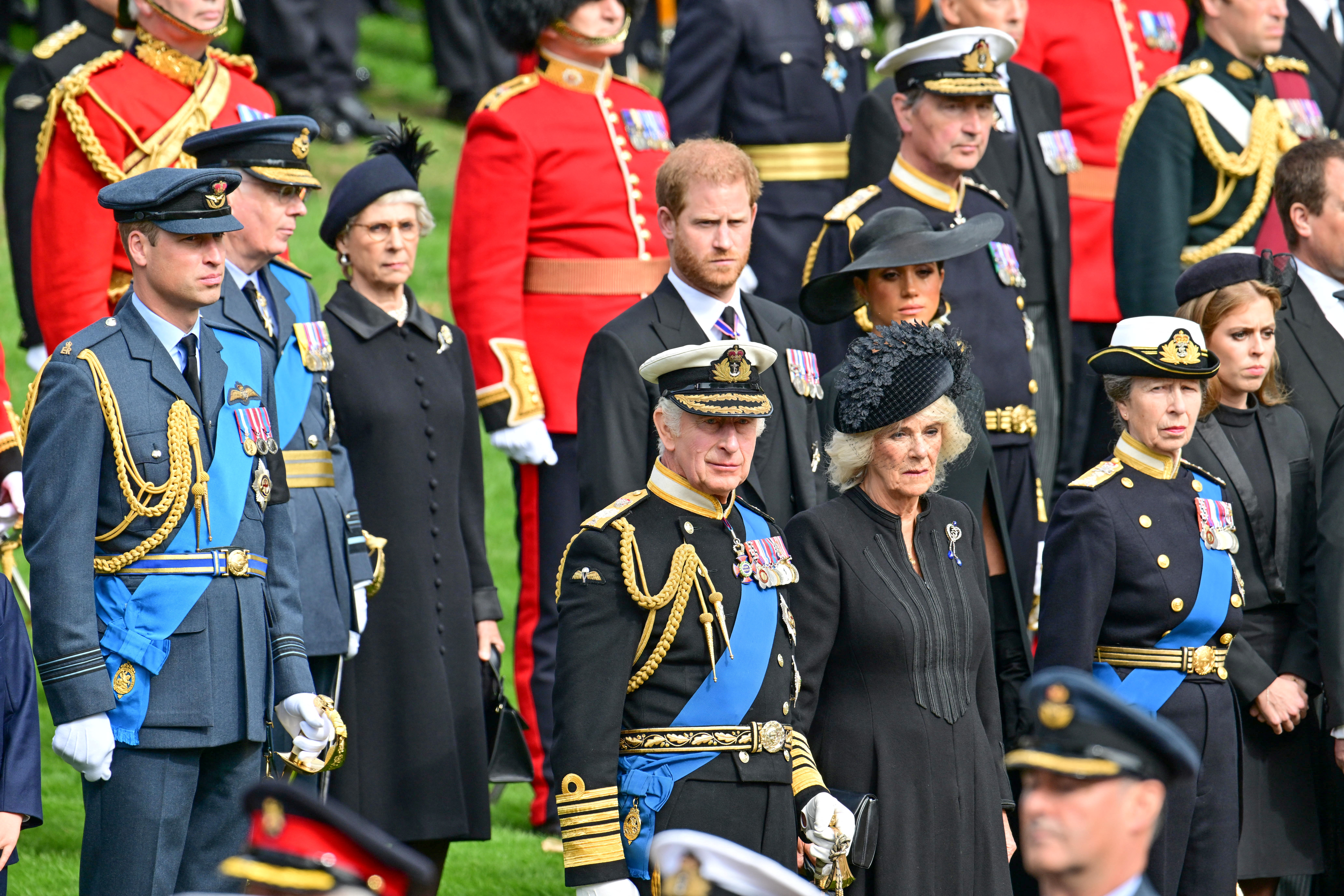 Parte de la familia rel británica en el funeral y entierro de estado de la reina Isabel II (Reuters)