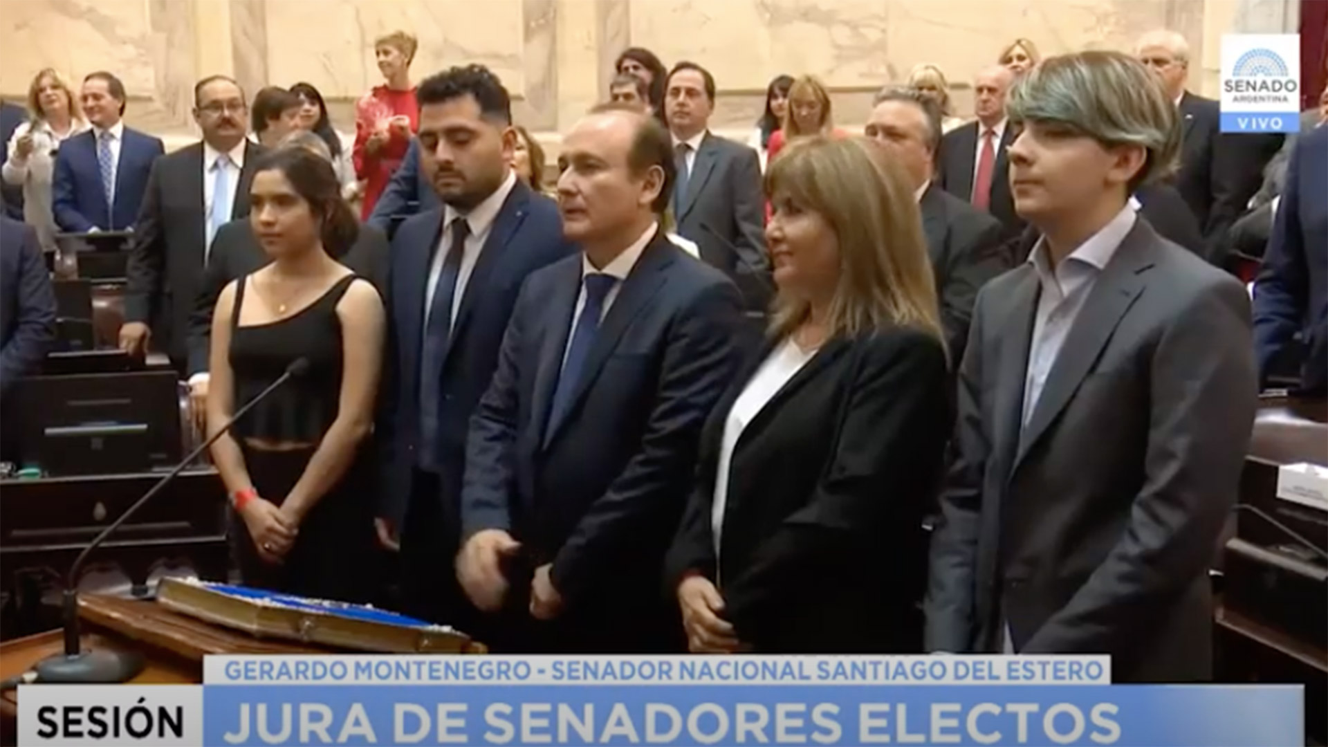 Montenegro y su familia en la jura de 2019.