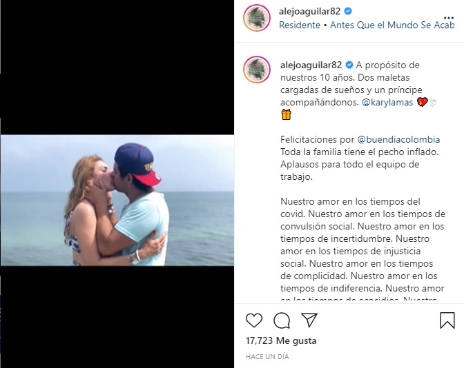 Post en Instagram de Alejandro Aguilar. Foto: Instagram @alejoaguilar82