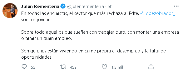 El coordinador del PAN en el Senado de México también abonó a las críticas de Marko Cortes (Foto: Twitter/ @julenrementeria)