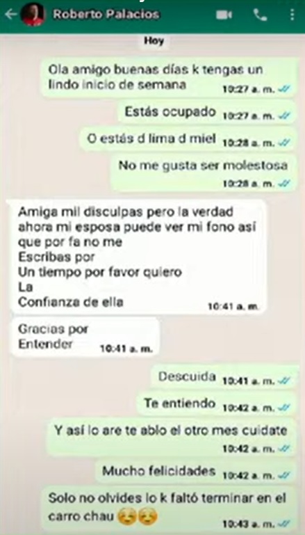 Chats Del ‘chorri Palacios Confirman Infidelidad “no Me Escribas Mi Esposa Puede Ver Mi 0070