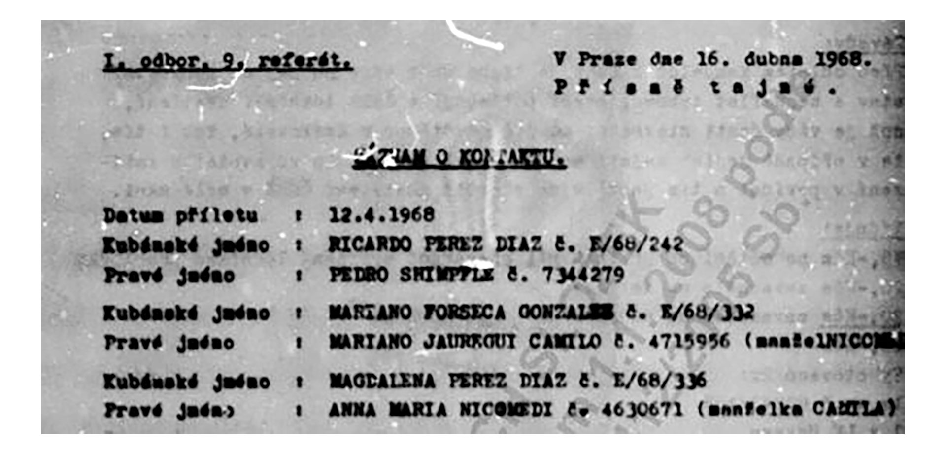 Ficha del paso de Mariano Jáuregui y su señora por Praga desde La Habana
