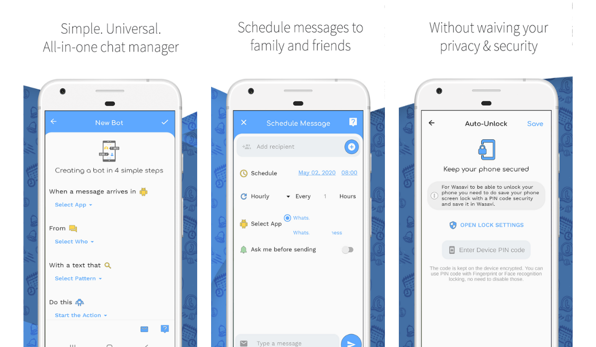 Esta aplicación da la opción de programar mensajes para enviarlos en WhatsApp.