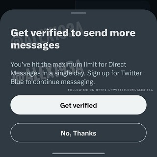 Twitter limitará la cantidad de mensajes directos que se podrán enviar diariamente. (Twitter/@alex193a)