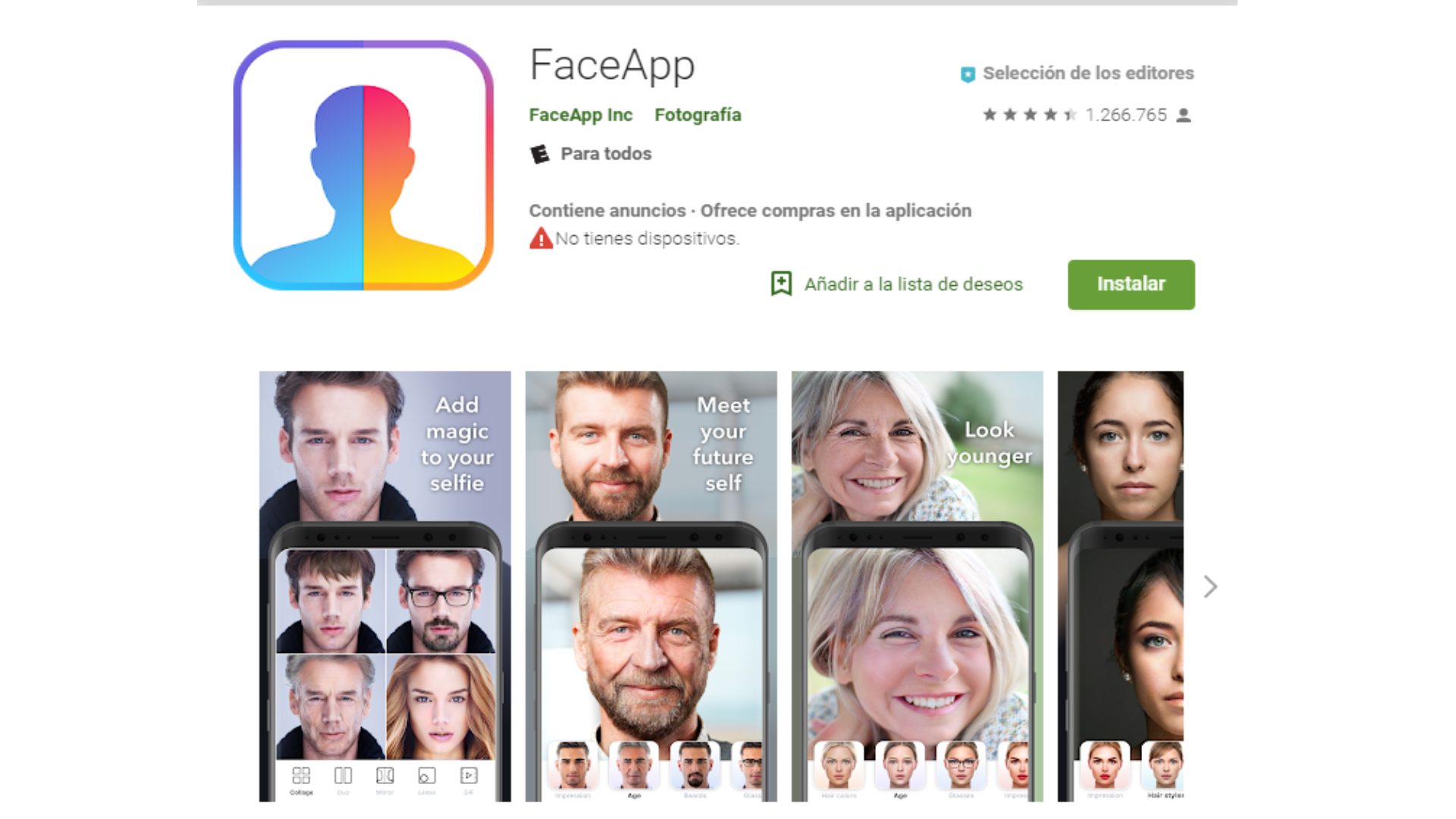 FaceApp está disponible para iOS y Android (Foto: Captura de pantalla)