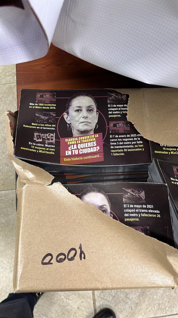 La propaganda contra Sheinbaum fue hallada en las oficinas de la alcaldía Cuauhtémoc (especial)
