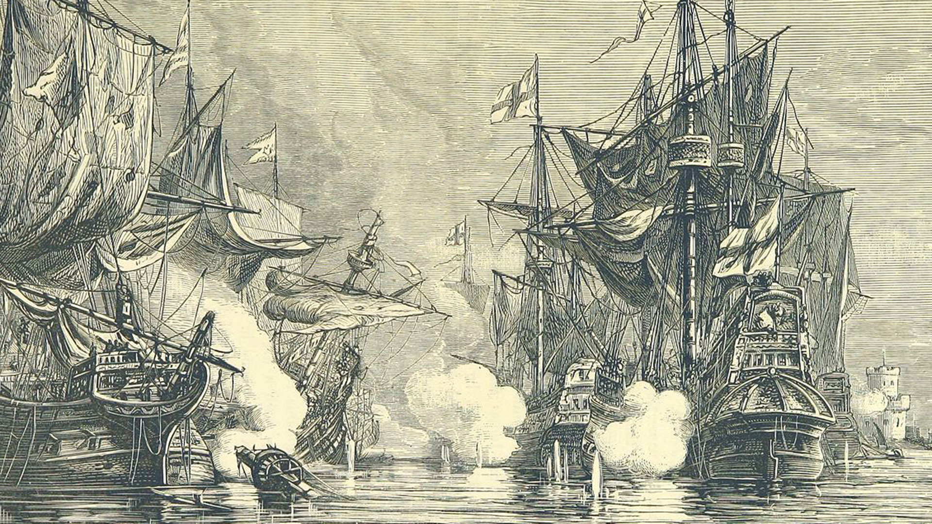 La batalla en el puerto de San Juan de Ulúa, Veracruz, entre piratas ingleses y galeones españoles (Foto: Archivo)