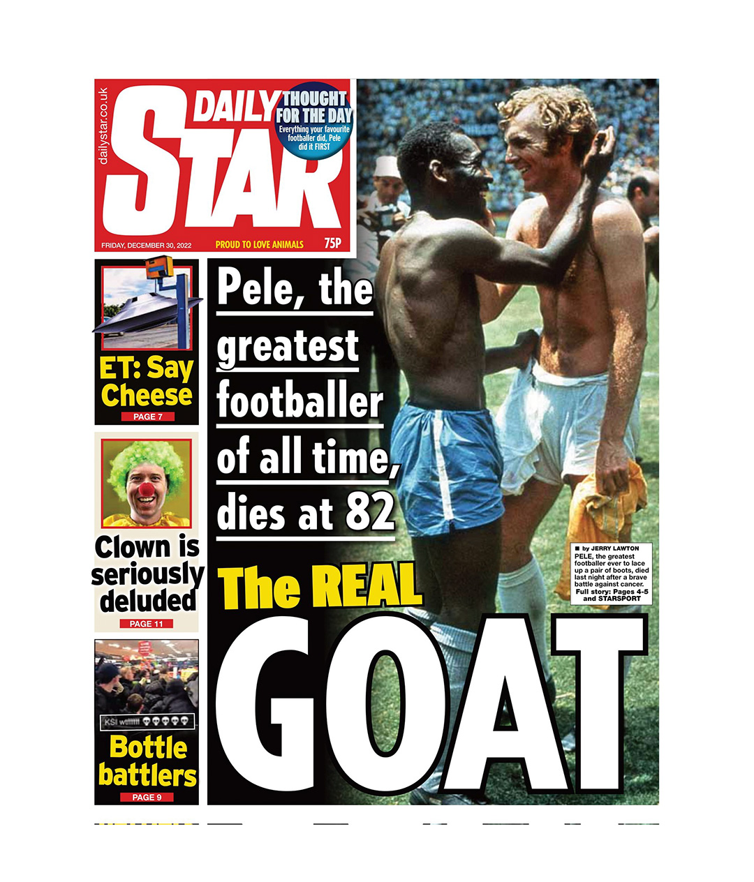 La disputa editorial llegó a la muerte de Pelé: así tituló Daily Star