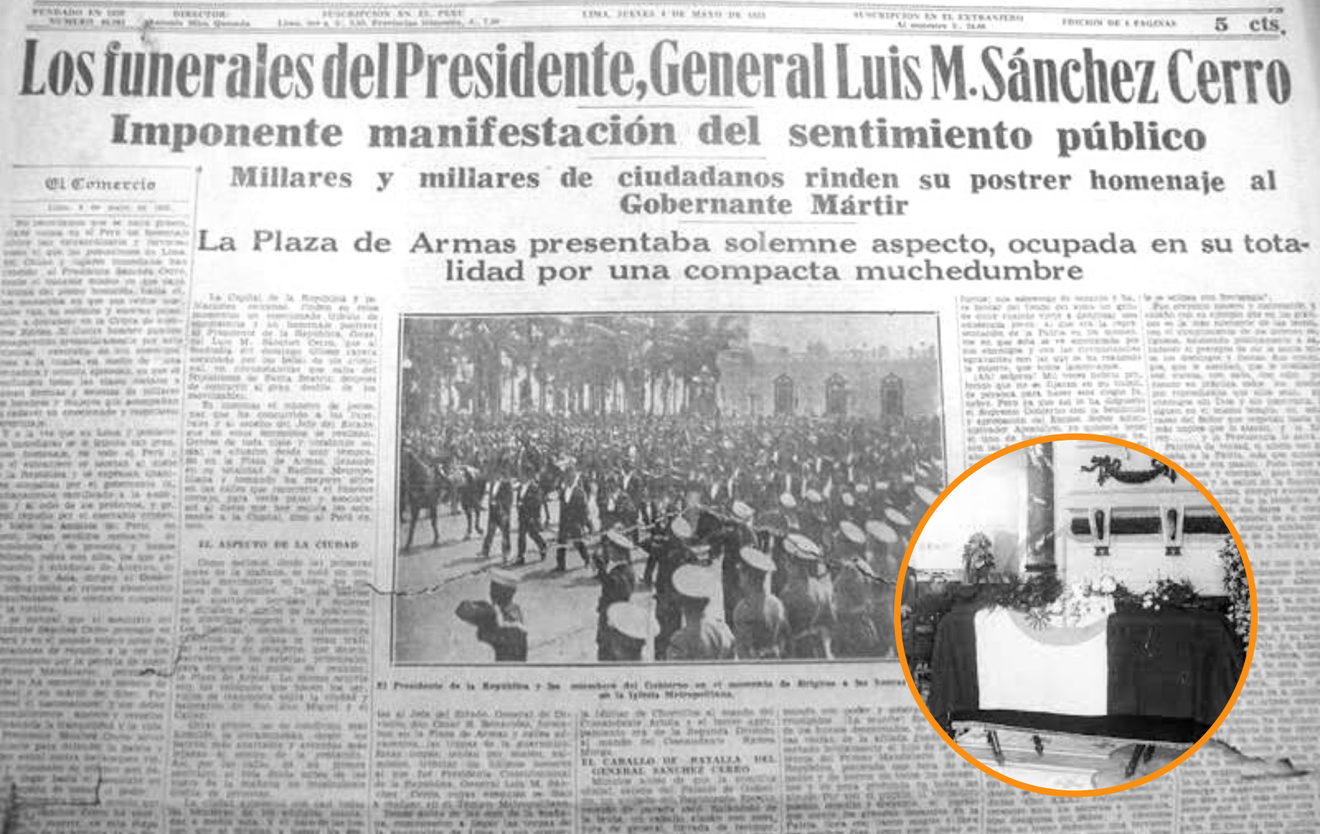 Así informó la prensa el día del velorio de Sánchez Cerro. | Foto: Archivo El Comercio