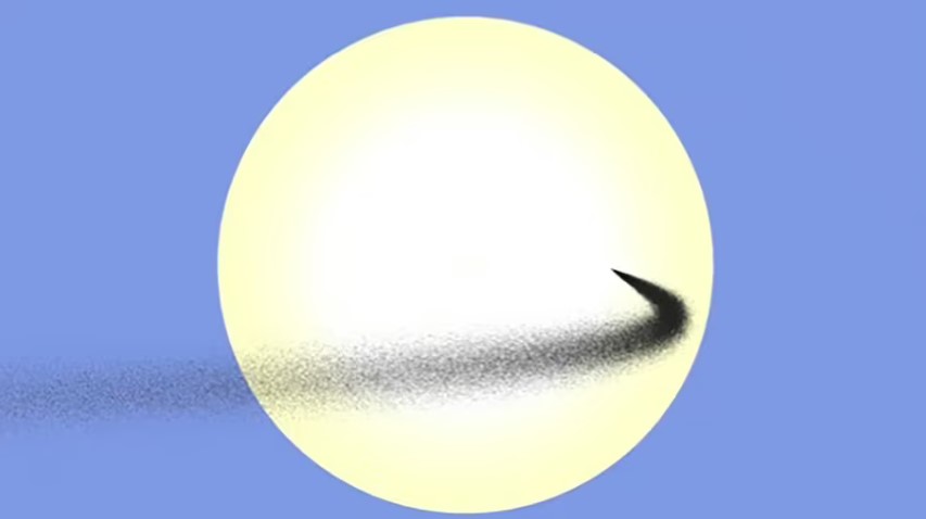 Una corriente de polvo simulada lanzada entre la Tierra y el sol (Ben Bromley/Universidad de Utah)