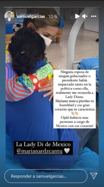 Samuel García se sumó a la comparación con un reposteo donde escribió "La Lady Di de México" junto al nombre de usuario de su esposa (Captura: @samuelgarcias/instagram)