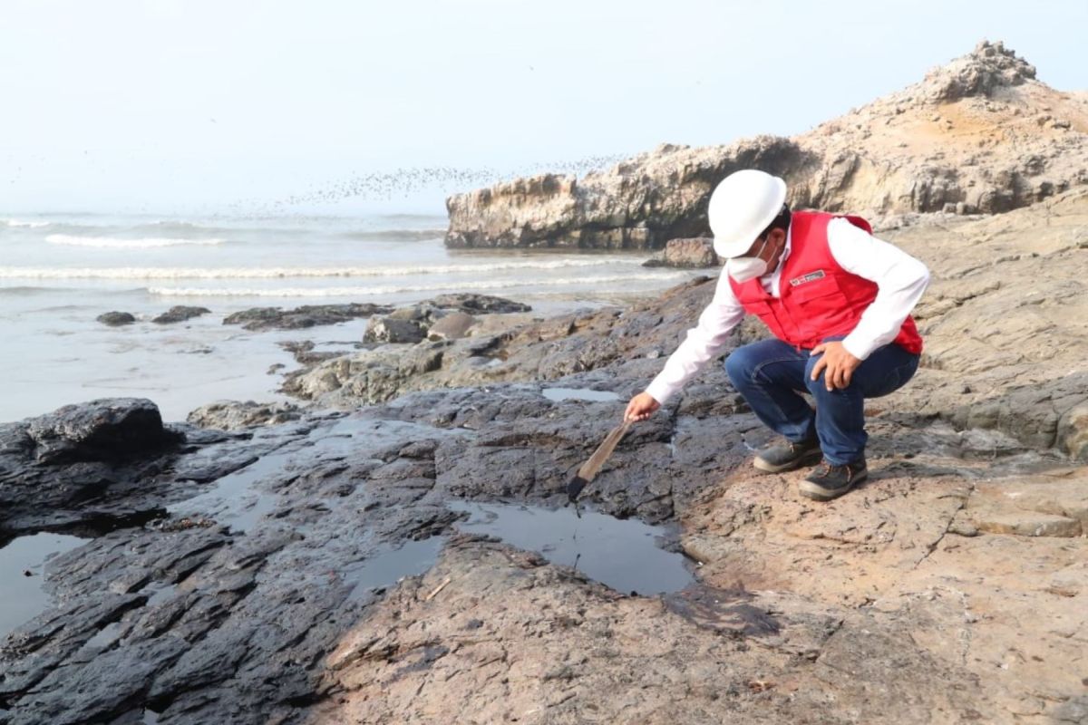 Derrame de petróleo en La Pampilla afectó a 18 mil metros de playa. | Foto: Andina