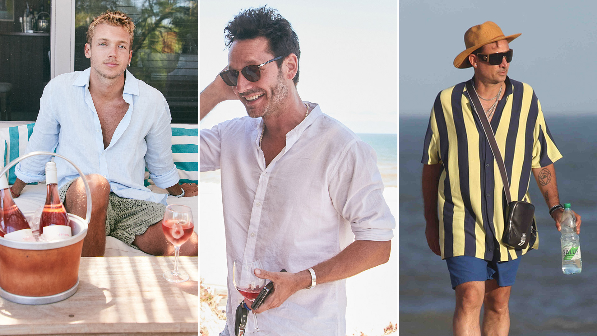 En Punta del Este, algunas celebridades masculinas lucen camisas para pasear por la arena en eventos y en tardes de sol