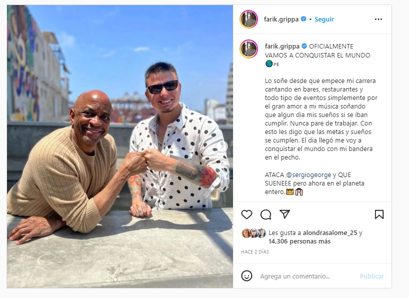 Farik Grippa trabajará con Sergio George. (Instagram)