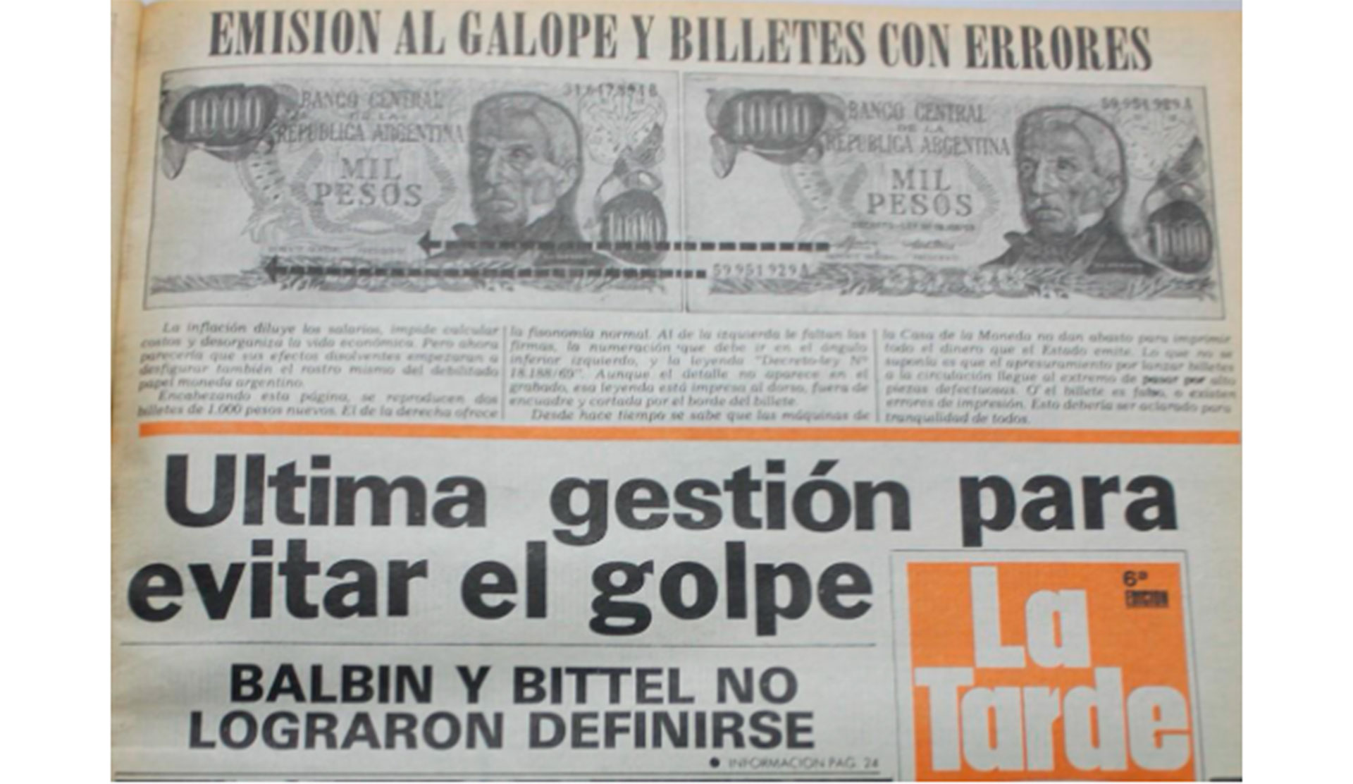 Recorte del diario La Tarde