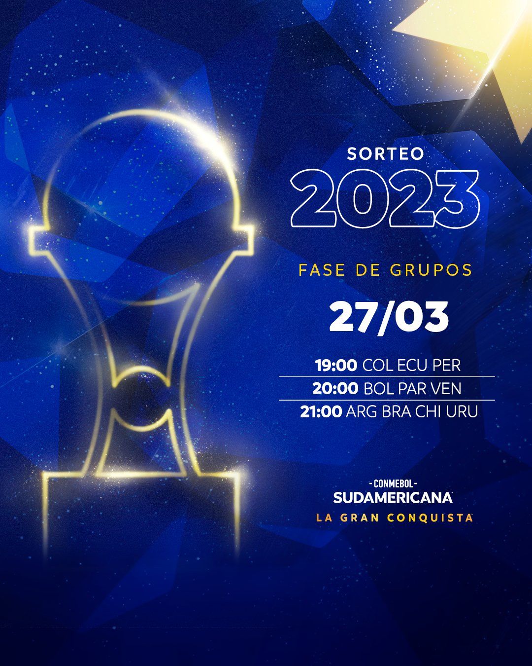 Horarios del sorteo de la fase de grupos de la Copa Sudamericana.