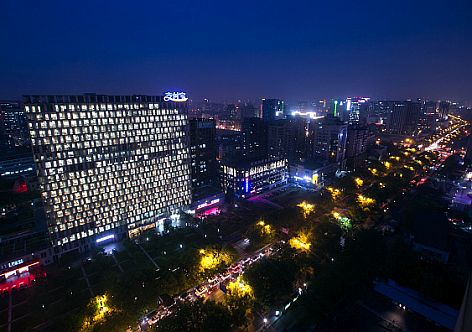 A night view of the smart city of Hangzhou in China