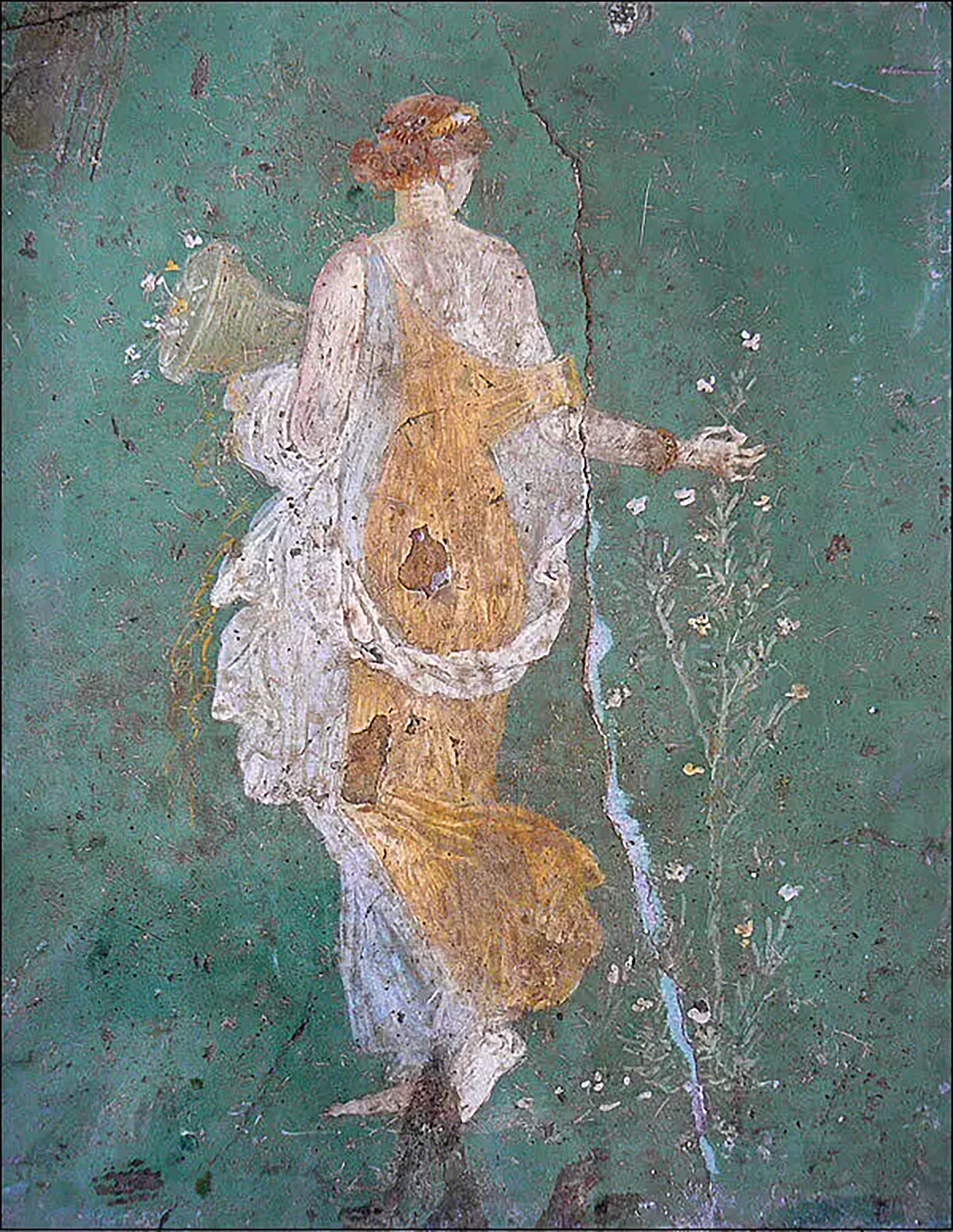 La diosa romana Flora, representada en un fresco del siglo (Museo Arqueológico de Nápoles). © DR