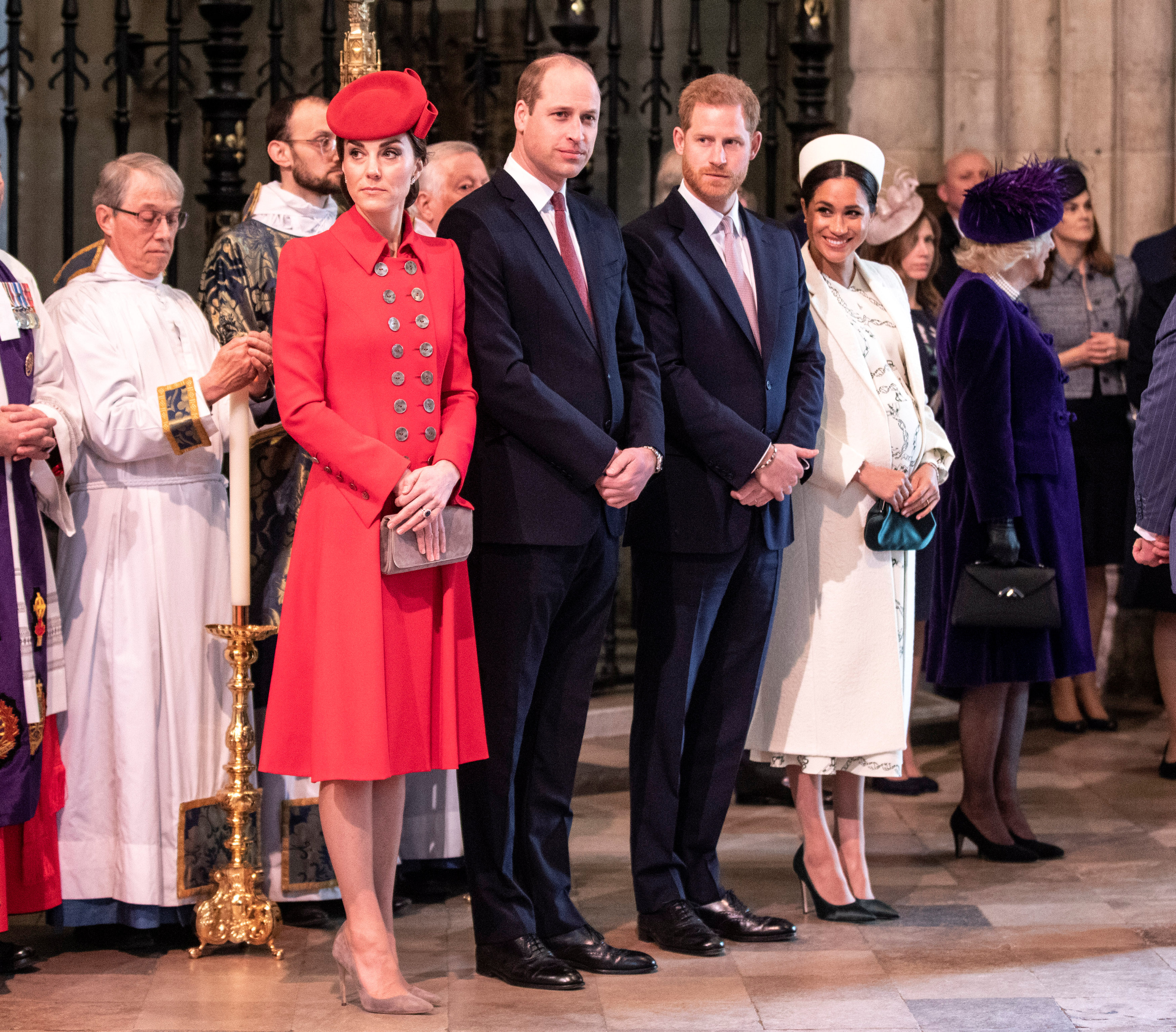 William, Kate, Meghan y Harry en Westminster Abbey, marzo de 2019 (Reuters)