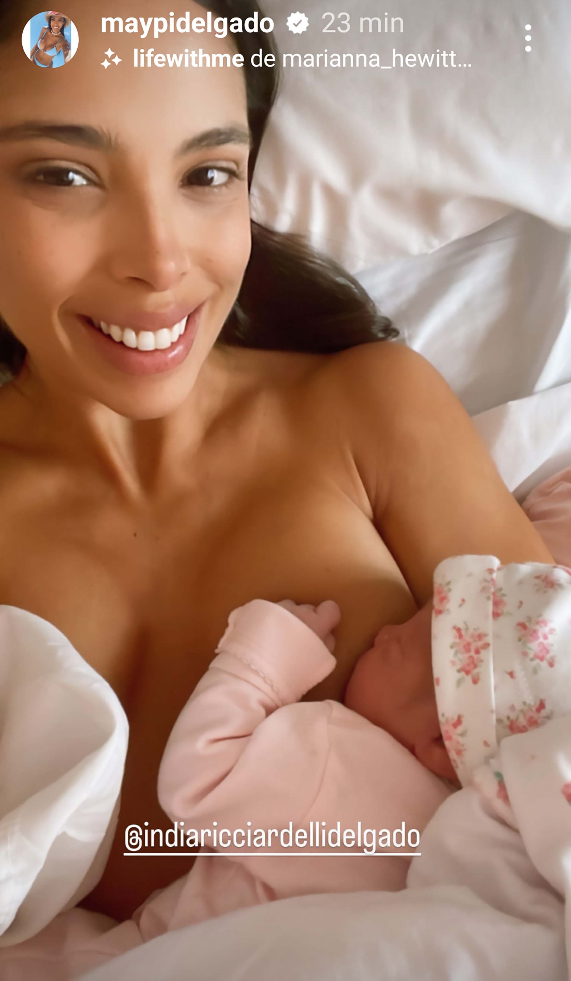 La primera foto de Maypi amamantando a su hija India 