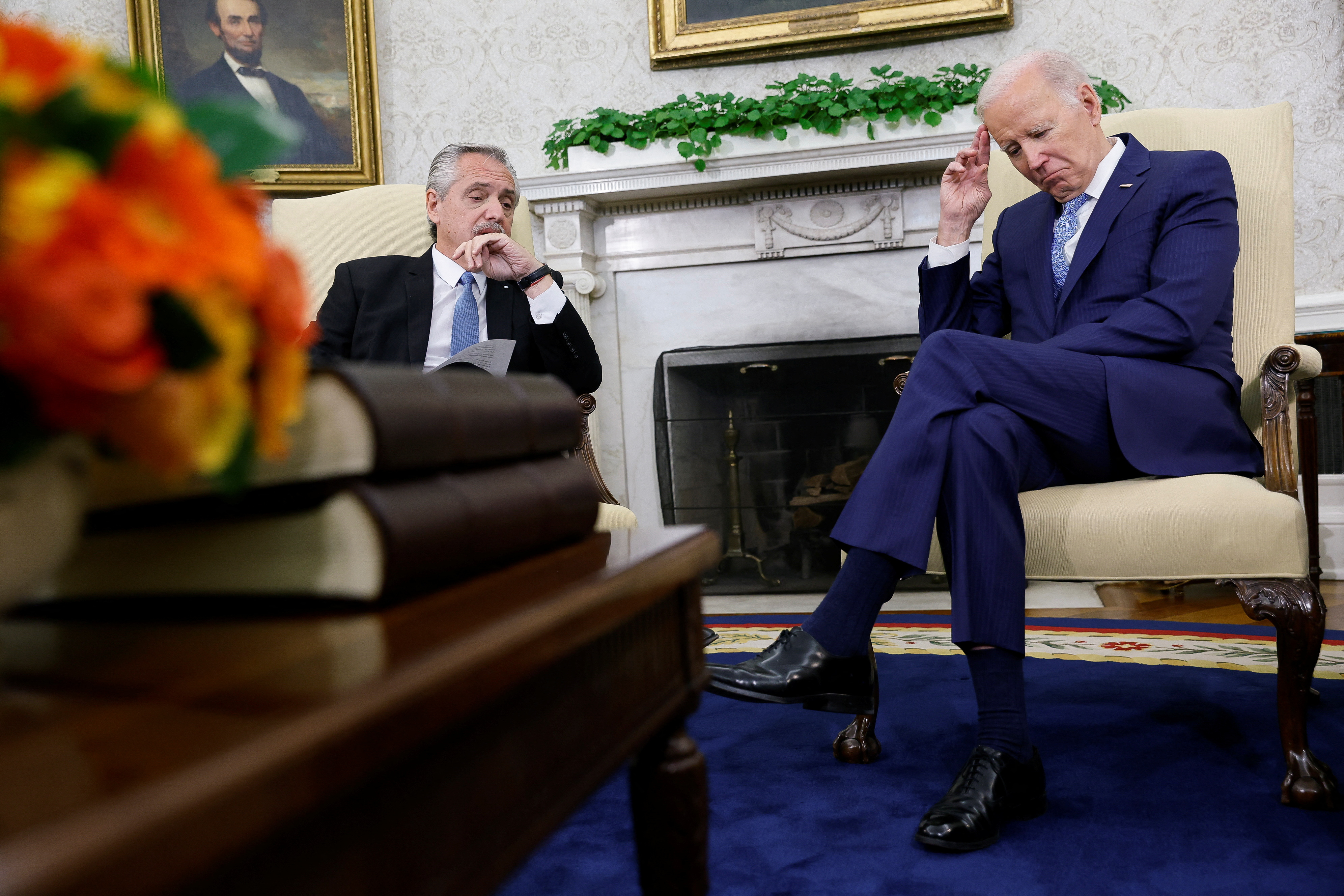 Postales del primer encuentro en la Casa Blanca entre Alberto Fernández y Joe Biden (REUTERS/Jonathan Ernst)
