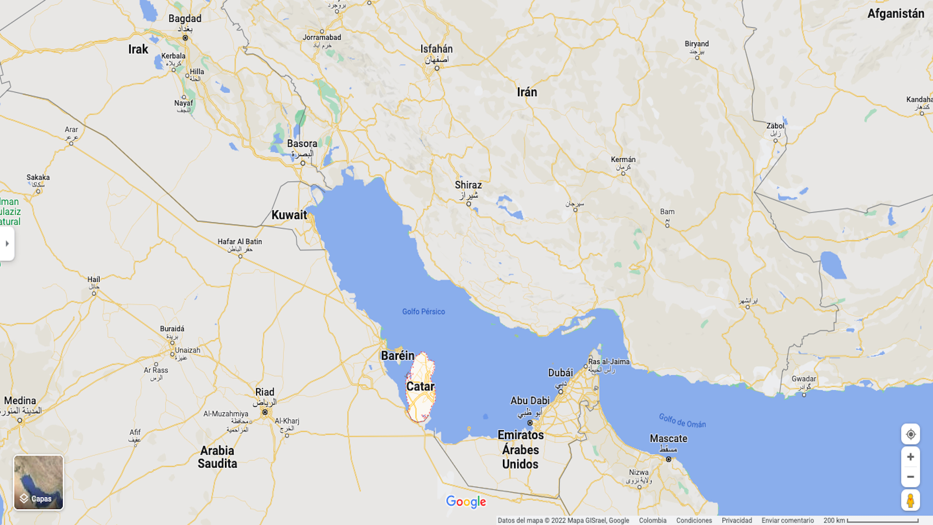 En qué parte de Asia queda el Estado de Qatar / (Google Maps)