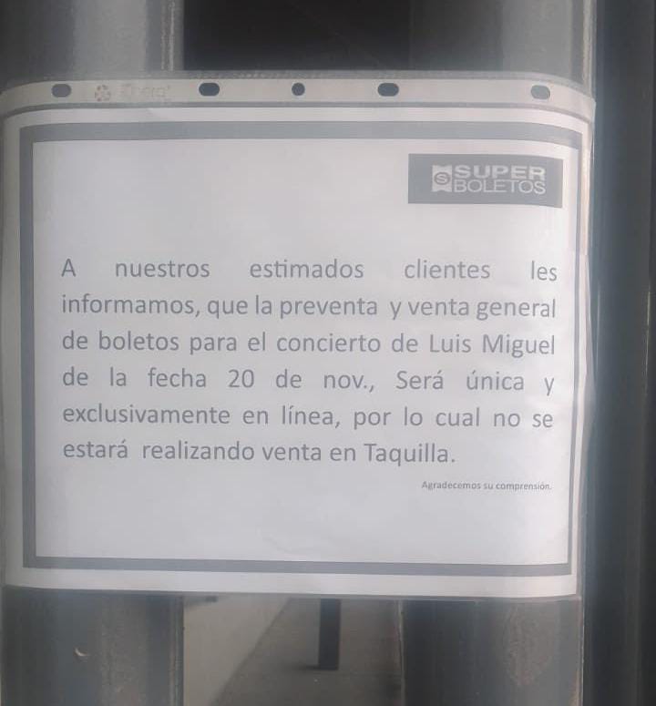 De acuerdo con un usuario de Twitter no estarán disponibles las taquillas de la Arena CDMX para la preventa de boletos de Luis Miguel. (Captura Tw; @jhon_roodicm)