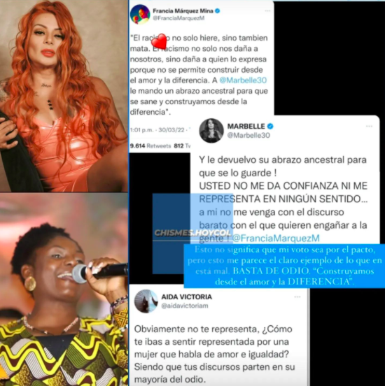 Aida Victoria Merlano a attaqué Marbelle pour les attaques racistes de l'artiste contre Francia Márquez.  Extrait d'Instagram @chismes.hoycol