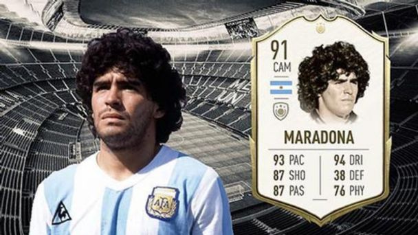 La imagen de Diego Maradona que aparece en el juego FIFA 2022 de EA Sports.