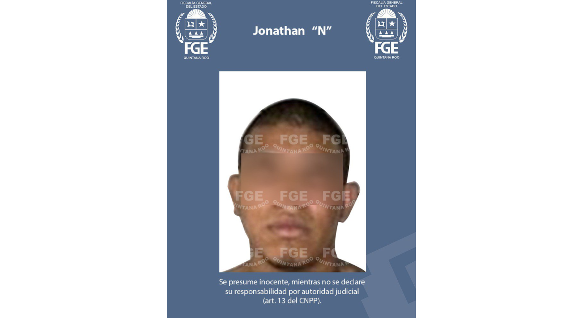Jonathan "N", alias "El Pantera" fue capturado en el municipio de Solidaridad en Quintana Roo (Foto: FGE Quintana Roo)