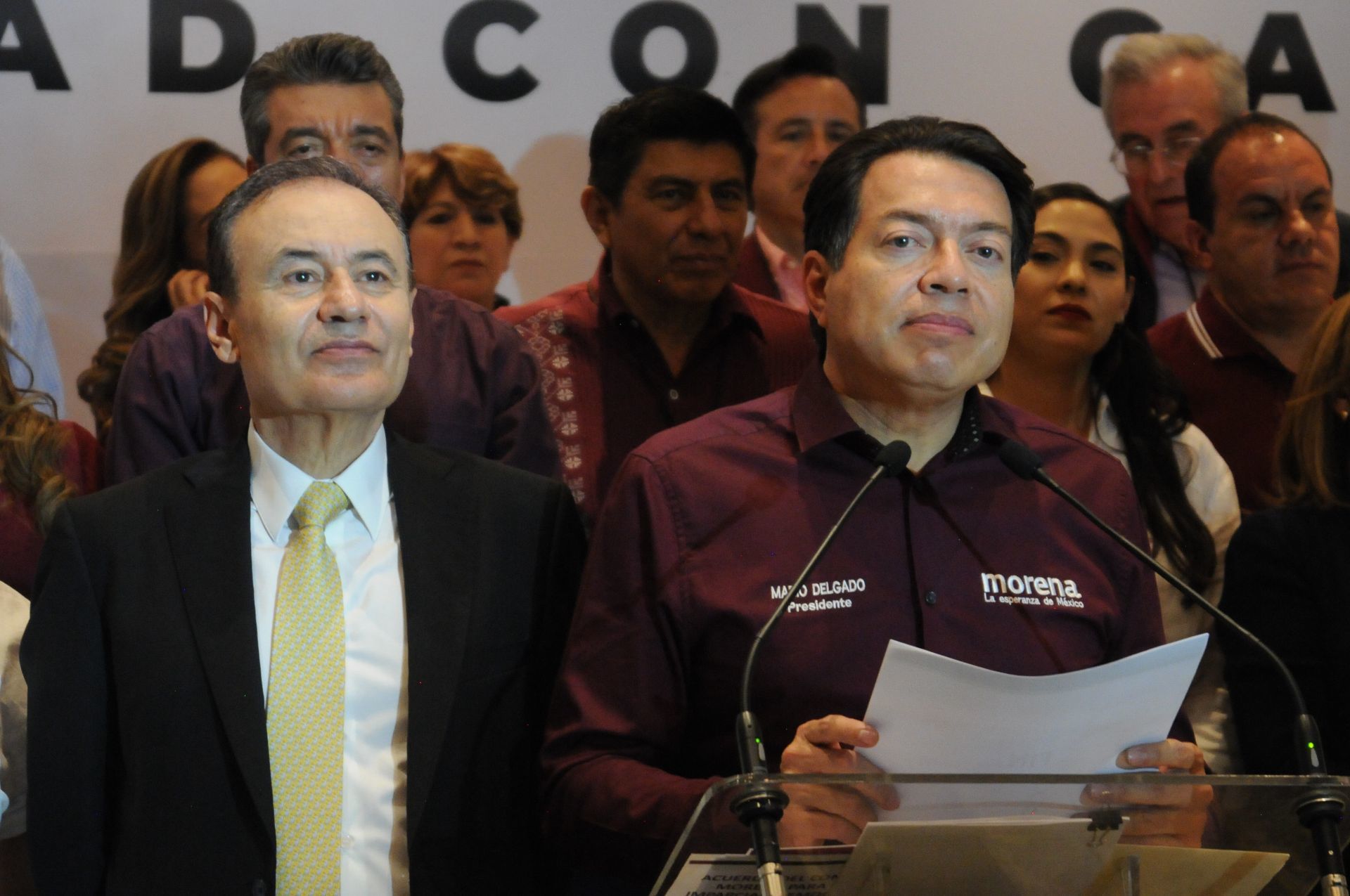 Mario Delgado y Alfonso Durazo anunciaron el método para elegir al candidato a la presidencia de parte de Morena (DANIEL AUGUSTO/CUARTOSCURO.COM)