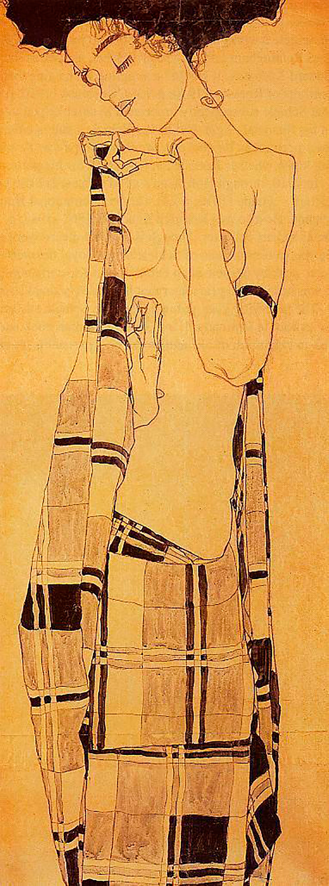 "Standing Girl in a Plaid Garment" (1909), de Egon Schiele
