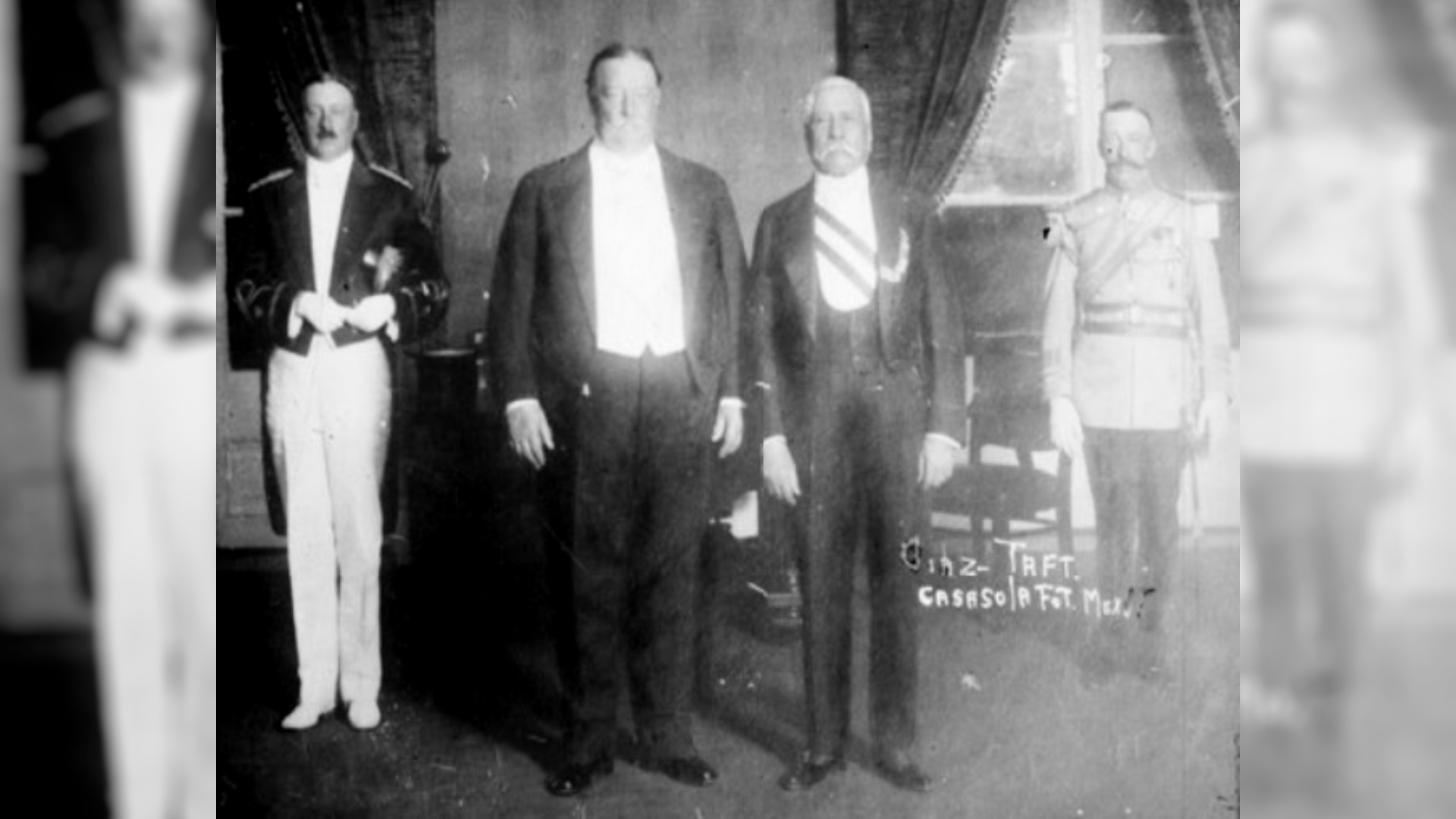 En 1909 Porfirio Díaz recibió al presidente de Estados Unidos entre flores traídas de Guadalajara y con una cena servida en la vajlla de Maximiliano de Habsburgo.Foto: Mediateca INAH