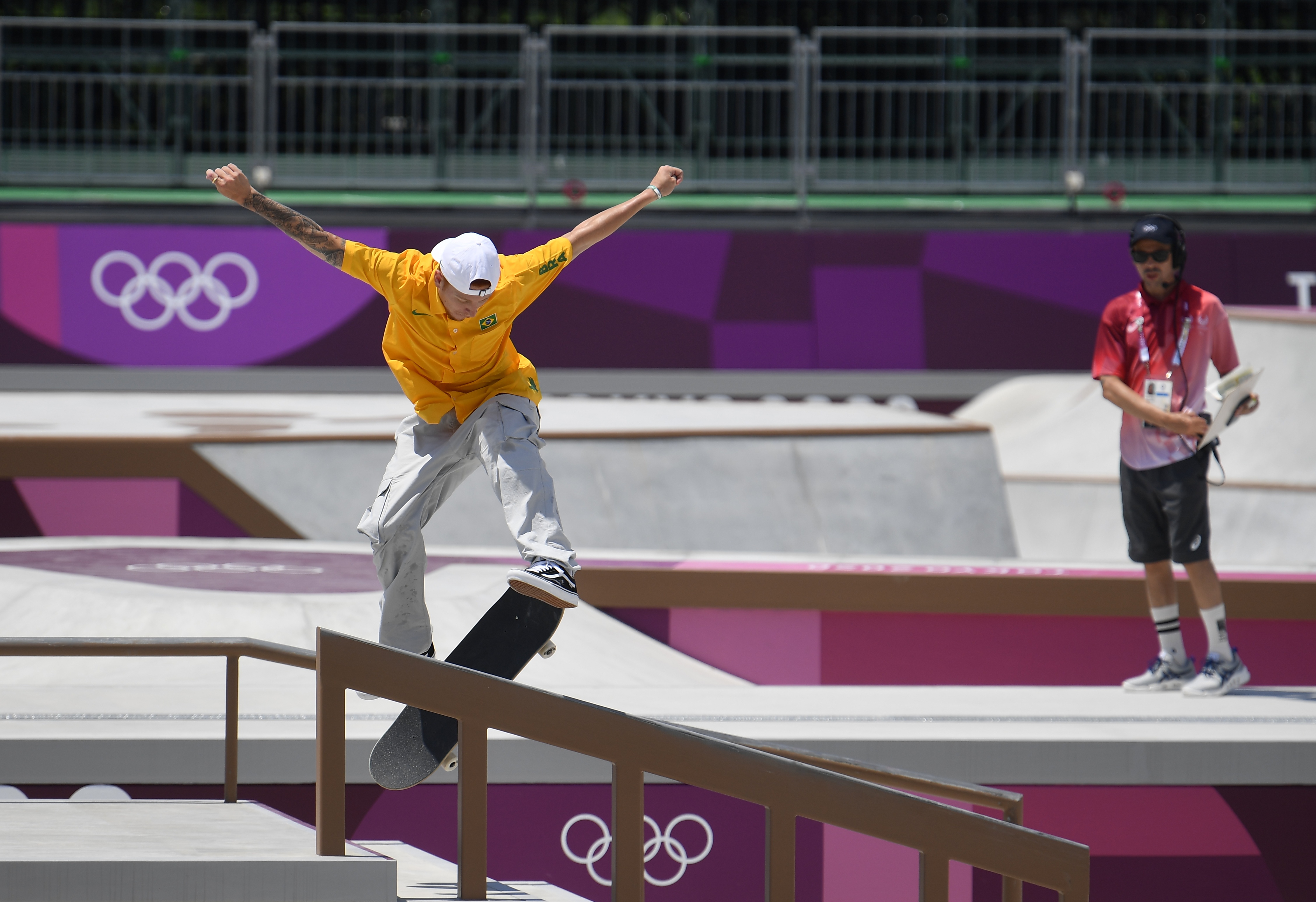 Tokyo 2020 Olympics - Skateboarding - Men's Street - Preliminary Round - Ariake Urban Sports Park - Tokyo, Japan - July 25, 2021. Giovanni Vianna of Brazil in action. REUTERS/Toby Melville