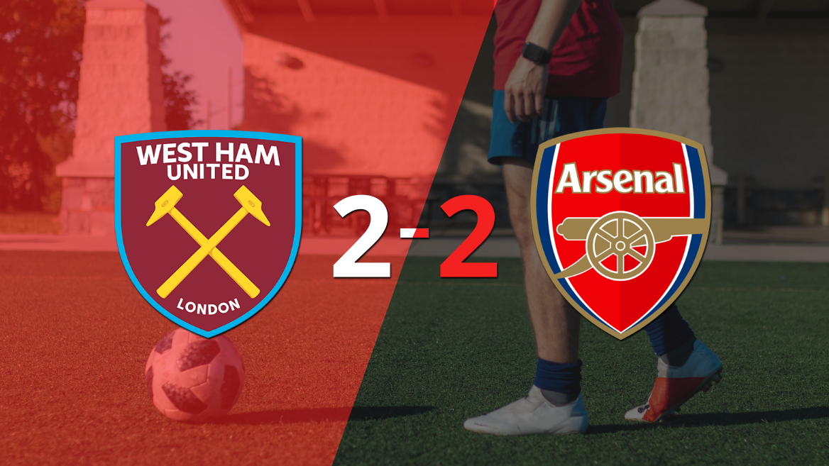 En un emocionante partido, West Ham United y Arsenal empataron 2-2