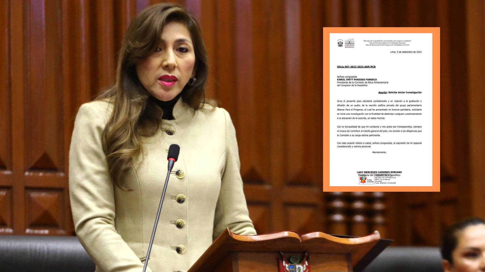 Congreso Lady Camones Pide A La Comisión De Ética Que La Investigue Por La Filtración De Audios 1435