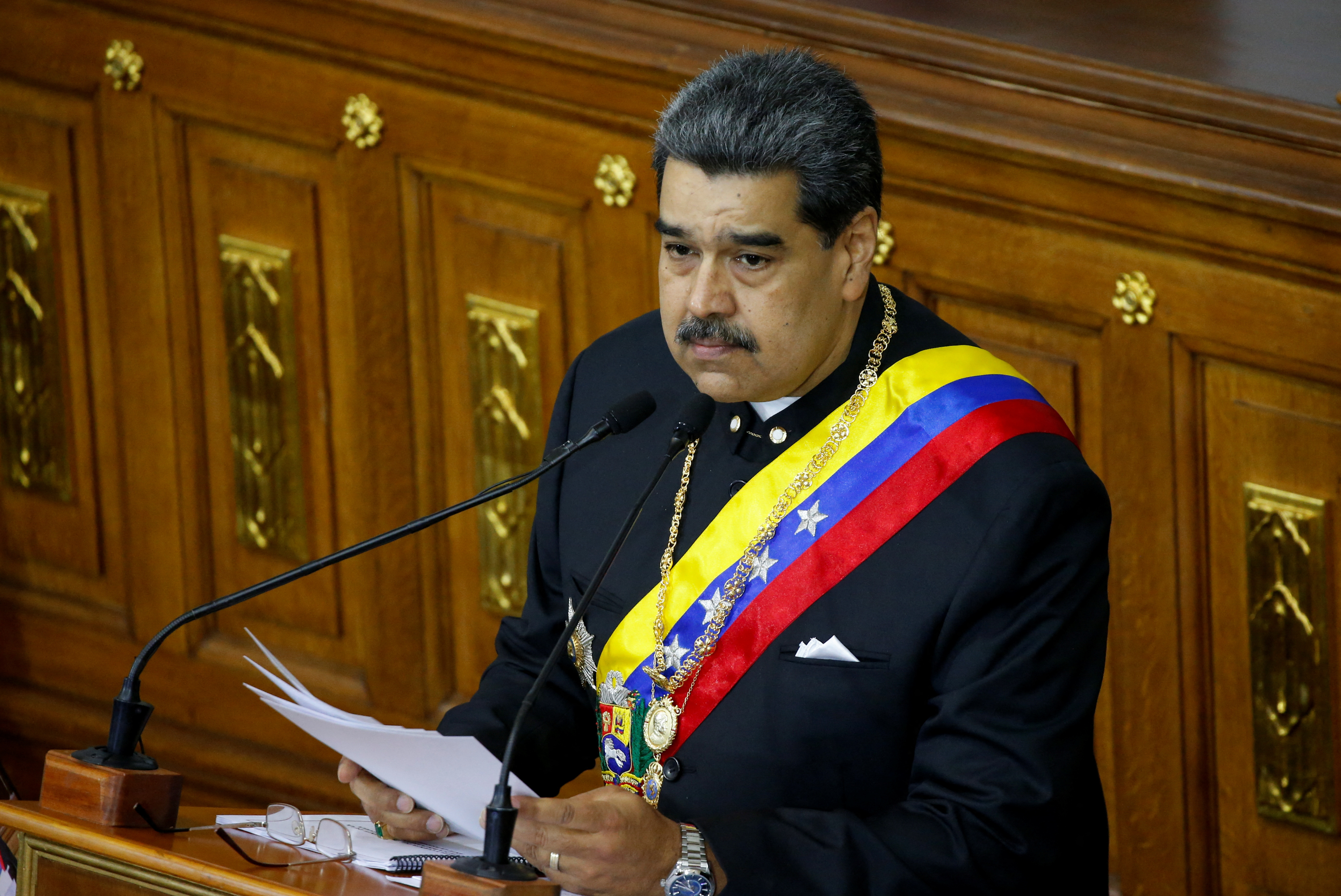 Nicolás Maduro da un mensaje en la Asamblea Nacional de Venezuela (Foto: Reuters)