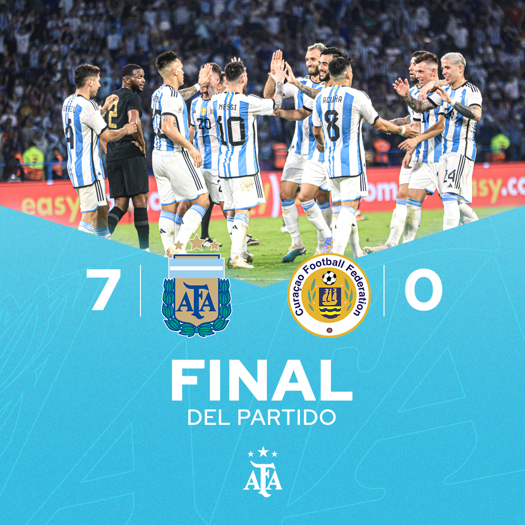 Argentina goleó a Curazao en otra exhibición de los campeones del mundo