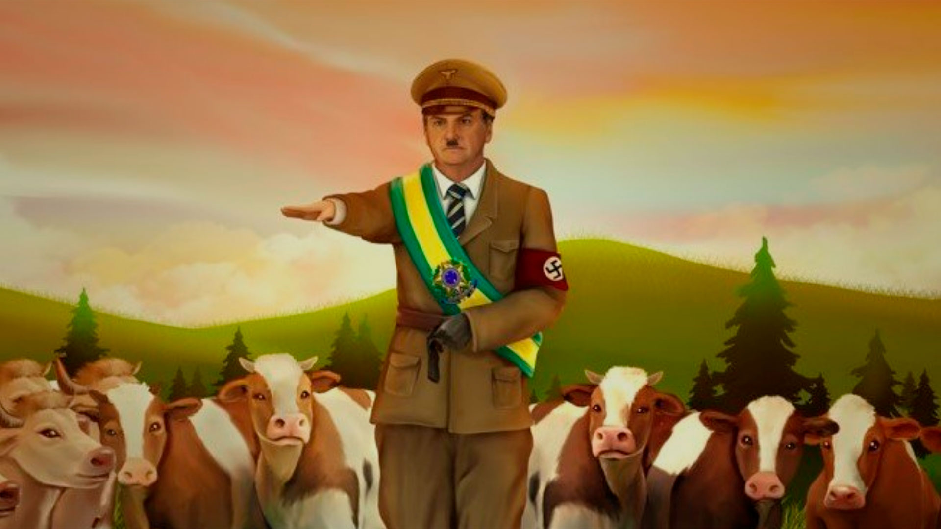 Bolsonaro como Adolf Hitler, en una de las viñetas de su sitio web