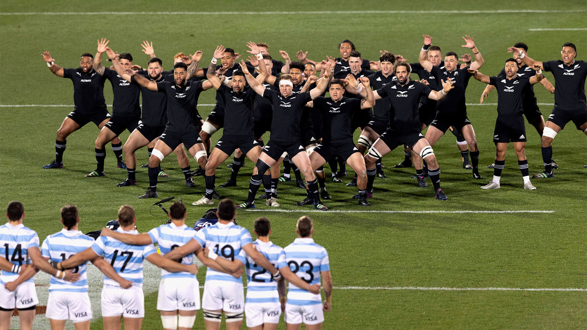 Una postal del haka (Martin Hunter/Photosport via AP)