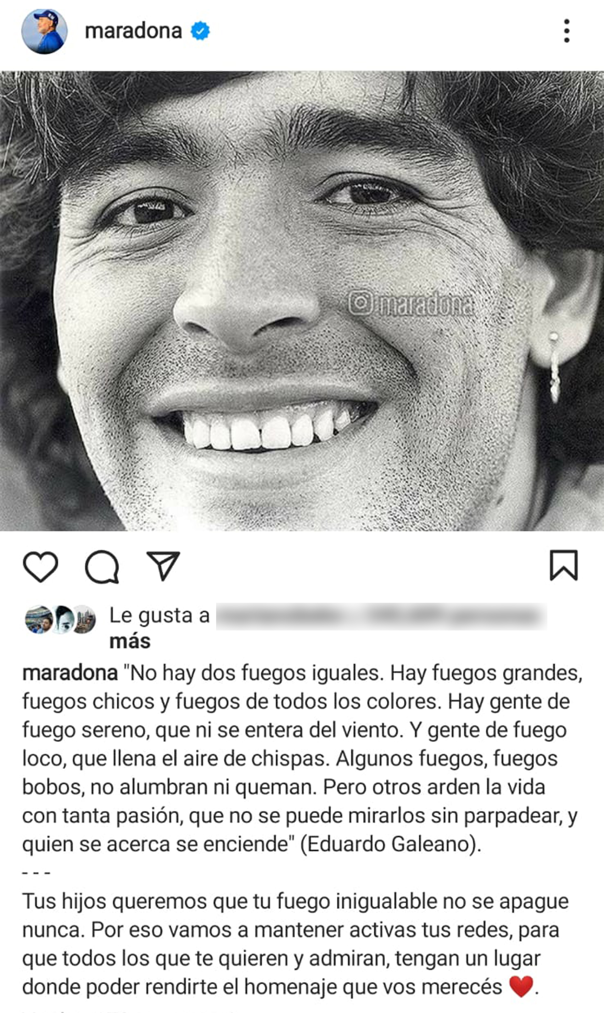 La publicación de los hijos de Maradona en las redes