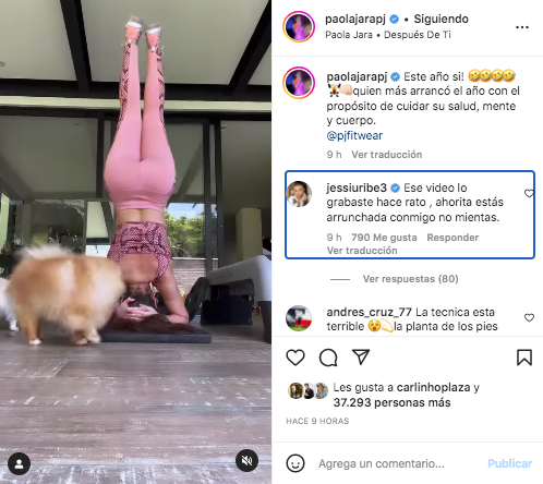 Jessi Uribe dejó en evidencia a su esposa, por cuenta de una publicación en redes sociales sobre su vida 'fitness'. @paolajarapj/Instagram