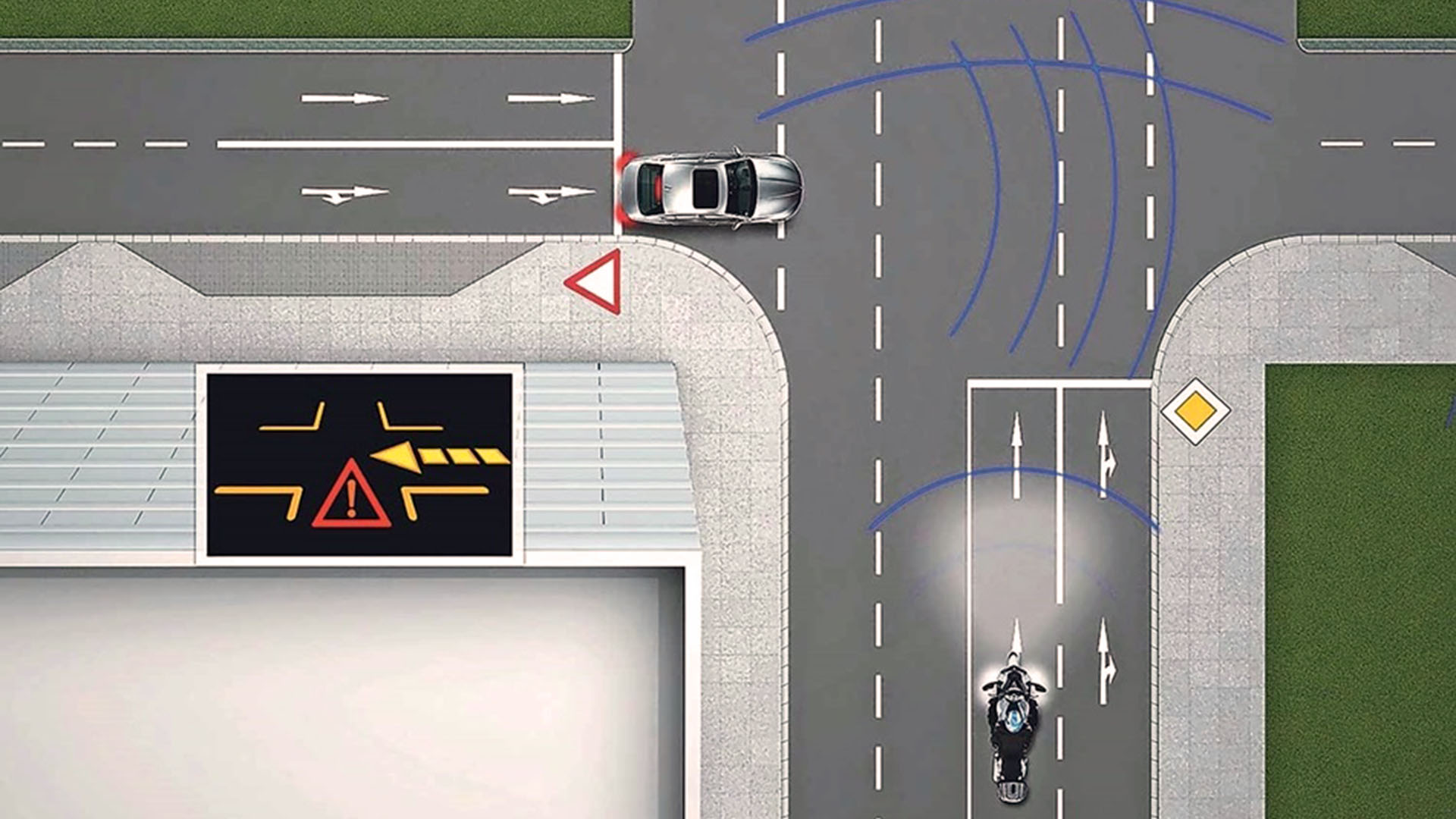 El sistema de Piaggio amplifica la señal que llega a una moto desde el radar de un auto, para hacer más visibles a estas