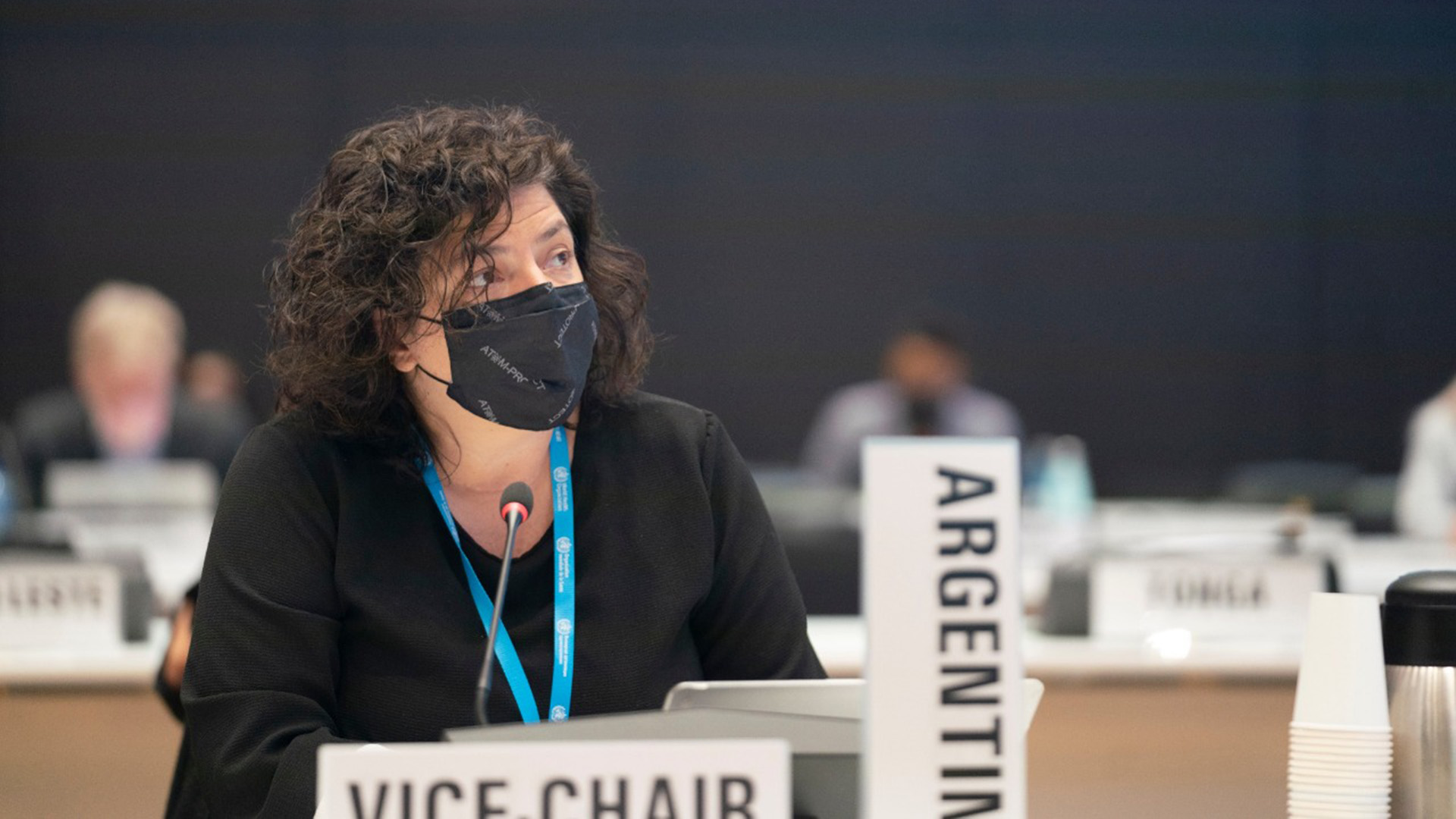Carla Vizzotti durante la 150° reunión del Consejo Ejecutivo de la Organización Mundial de la Salud que se realizó hoy en Ginebra