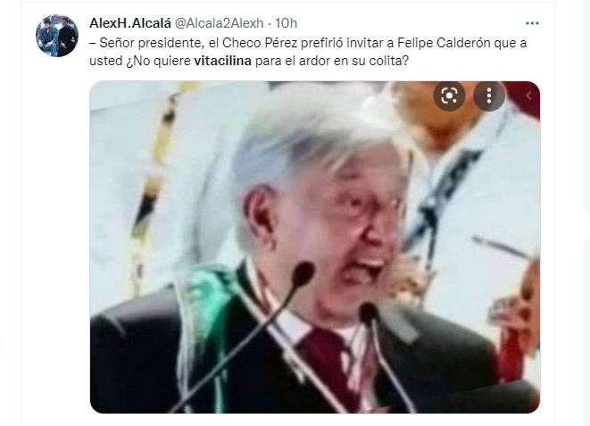 Social media users reacted with funny memes to the celebration of the former president and the Formula 1 driver (Picture: Twitter / @Alcala2Alexth)