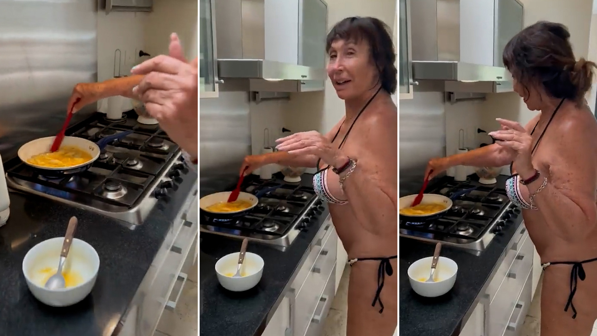 Moria Casán se mostró cocinando un huevo revuelto en bikini y se volvió  viral: “¡No puedo creer!” - Infobae