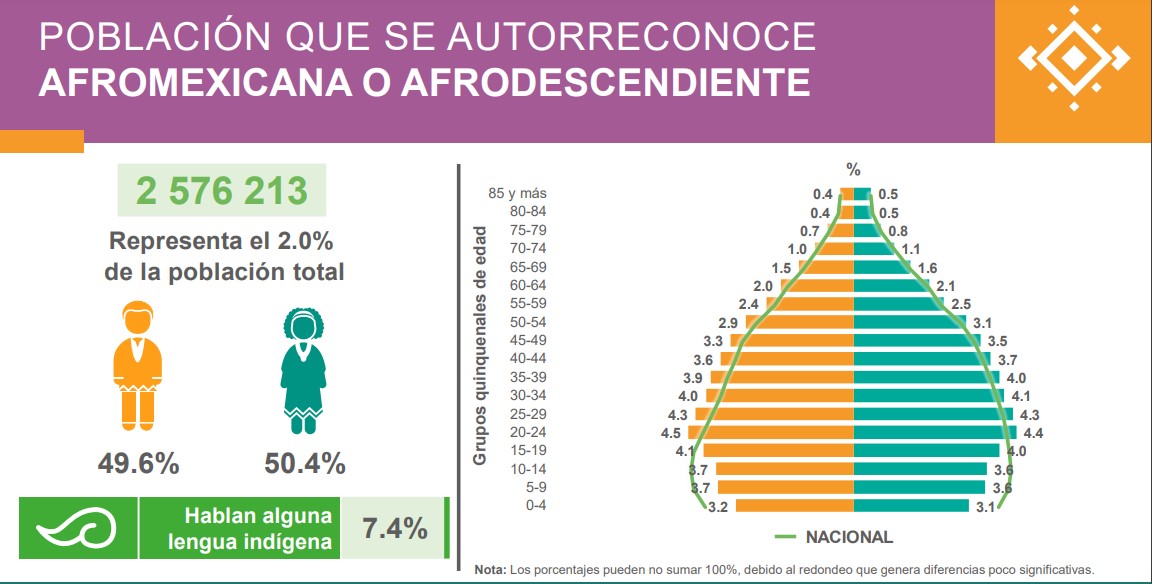 El 2% de la población se autorreconoce como afromexicano o afrodescendiente (Foto: INEGI)
