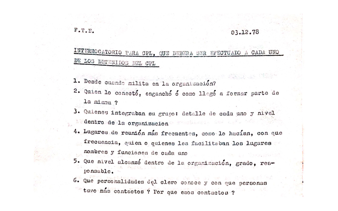 Parte de las 17 preguntas bajo tortura